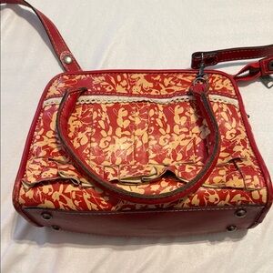 Patricia Nash Red and Cream Floral Shoulder Bag